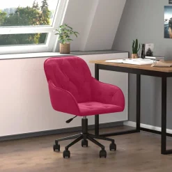 vidaXL Kantoorstoel draaibaar fluweel wijnrood