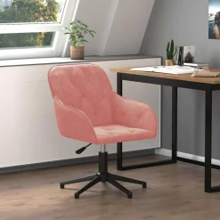 vidaXL Kantoorstoel draaibaar fluweel roze