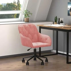 vidaXL Kantoorstoel draaibaar fluweel roze