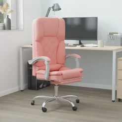 vidaXL Kantoorstoel massage verstelbaar kunstleer roze