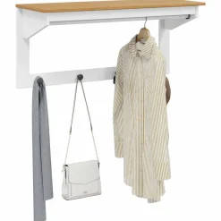 vidaXL Kapstok Hill Wit en honingbruin 90 x 35 x 41.5 cm