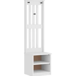 vidaXL Kapstok SANDNES wit 45x40x159,5 cm massief grenenhout