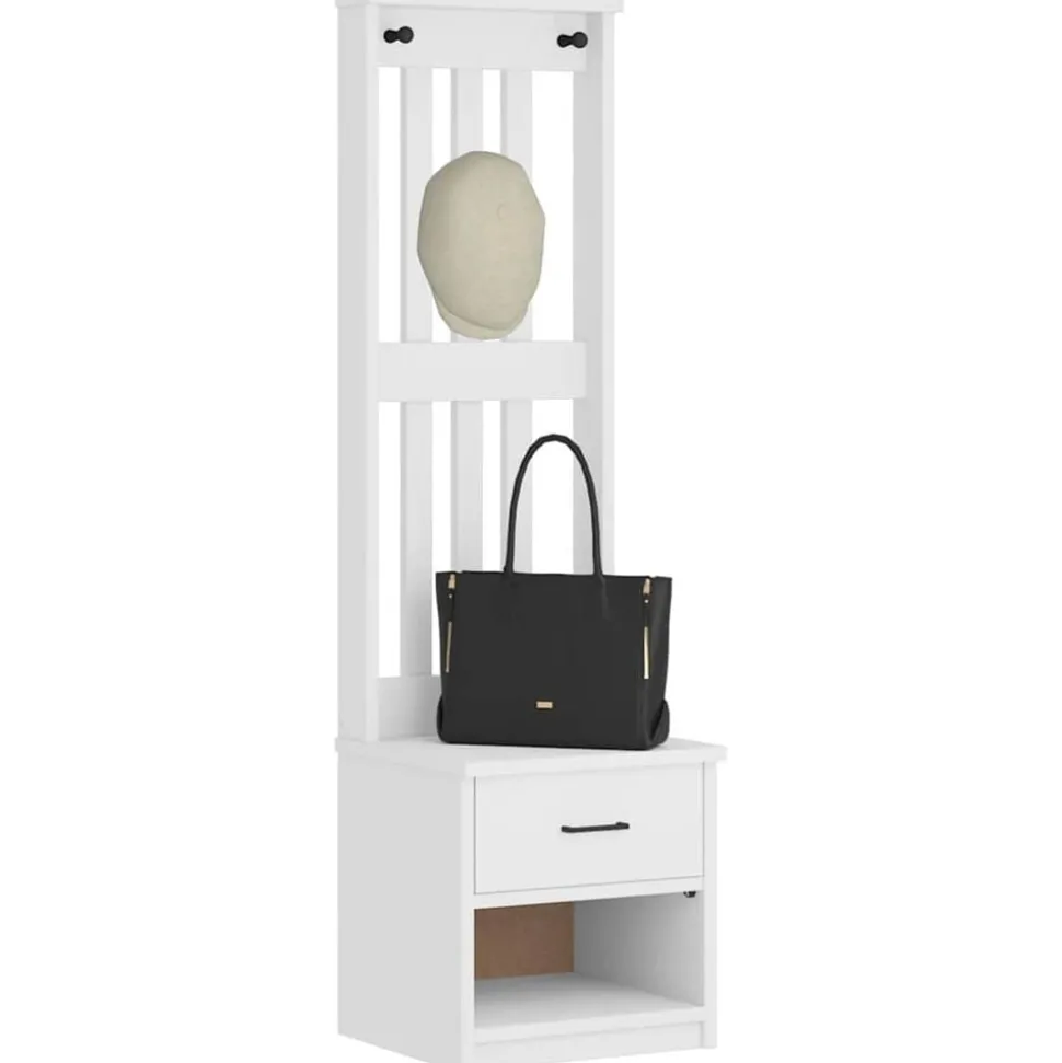 vidaXL Kapstok SANDNES wit 45x40x159,5 cm massief grenenhout