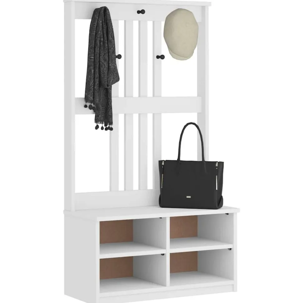 vidaXL Kapstok SANDNES wit 87x40x159,5 cm massief grenenhout