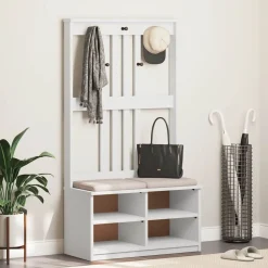 vidaXL Kapstok SANDNES wit 87x40x159,5 cm massief grenenhout