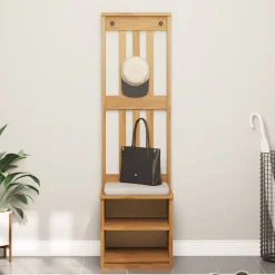 vidaXL Kapstok SANDNES 45x40x159,5 cm massief grenenhout