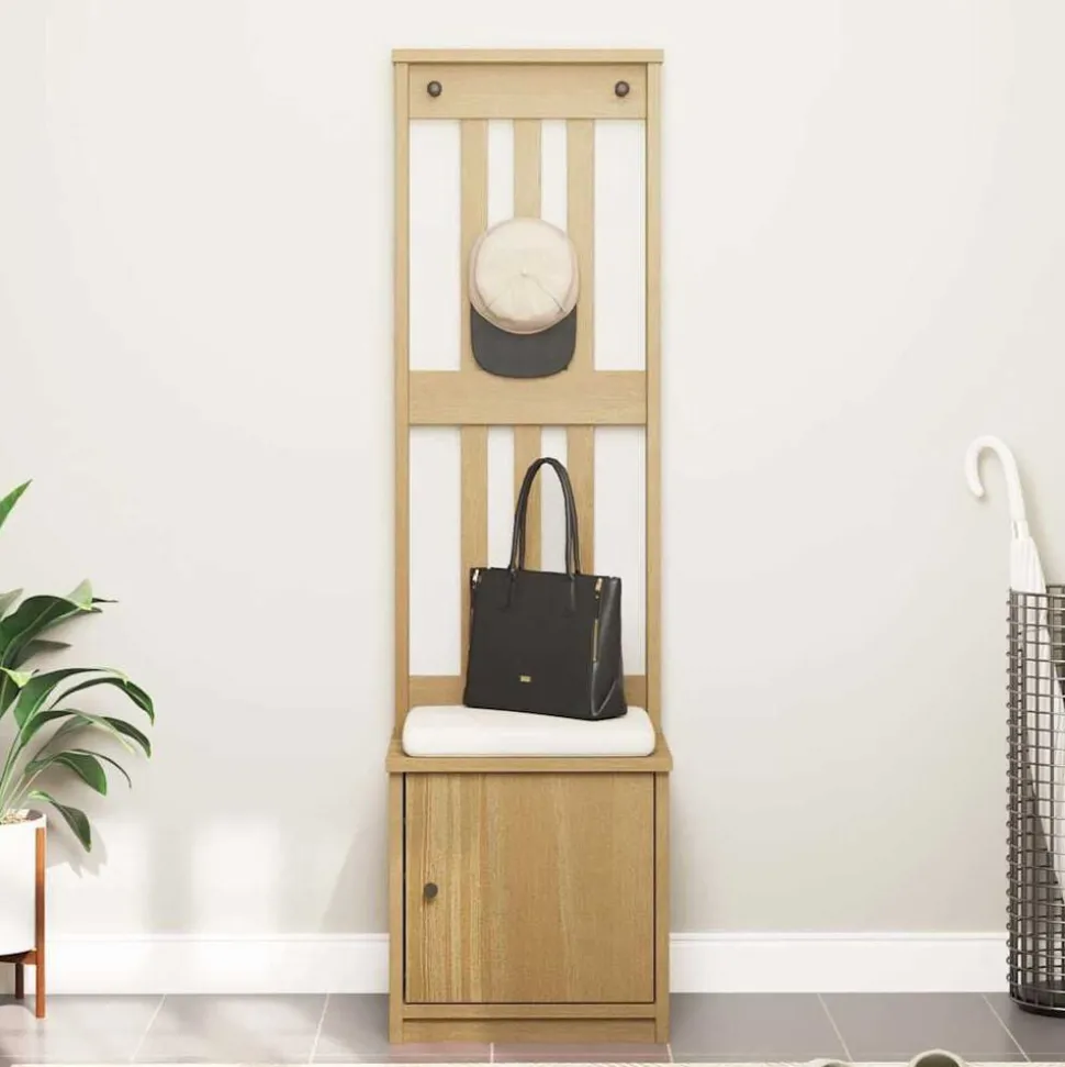 vidaXL Kapstok SANDNES 45x40x159,5 cm massief grenenhout