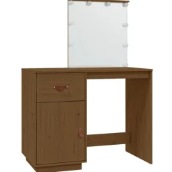 vidaXL Kaptafel met LED 95x50x133,5 cm massief grenenhout honingbruin