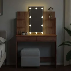 vidaXL Kaptafel met LED-verlichting 96x40x142 cm artisanaal eikenkleur