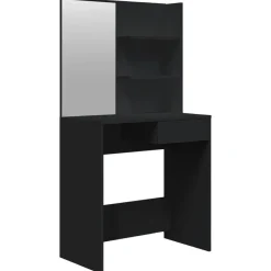 vidaXL Kaptafel met spiegel 74,5x40x141 cm zwart