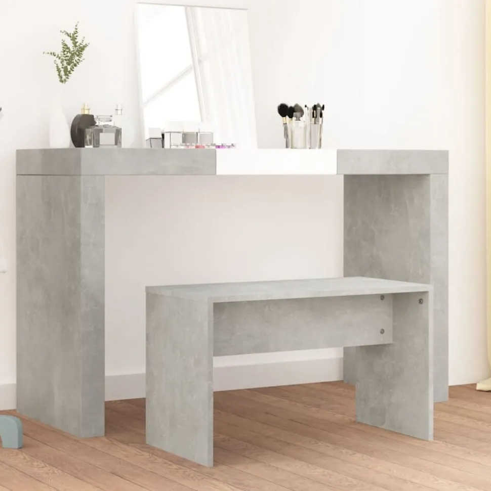vidaXL Kaptafelkruk 70x35x45 cm bewerkt hout betongrijs