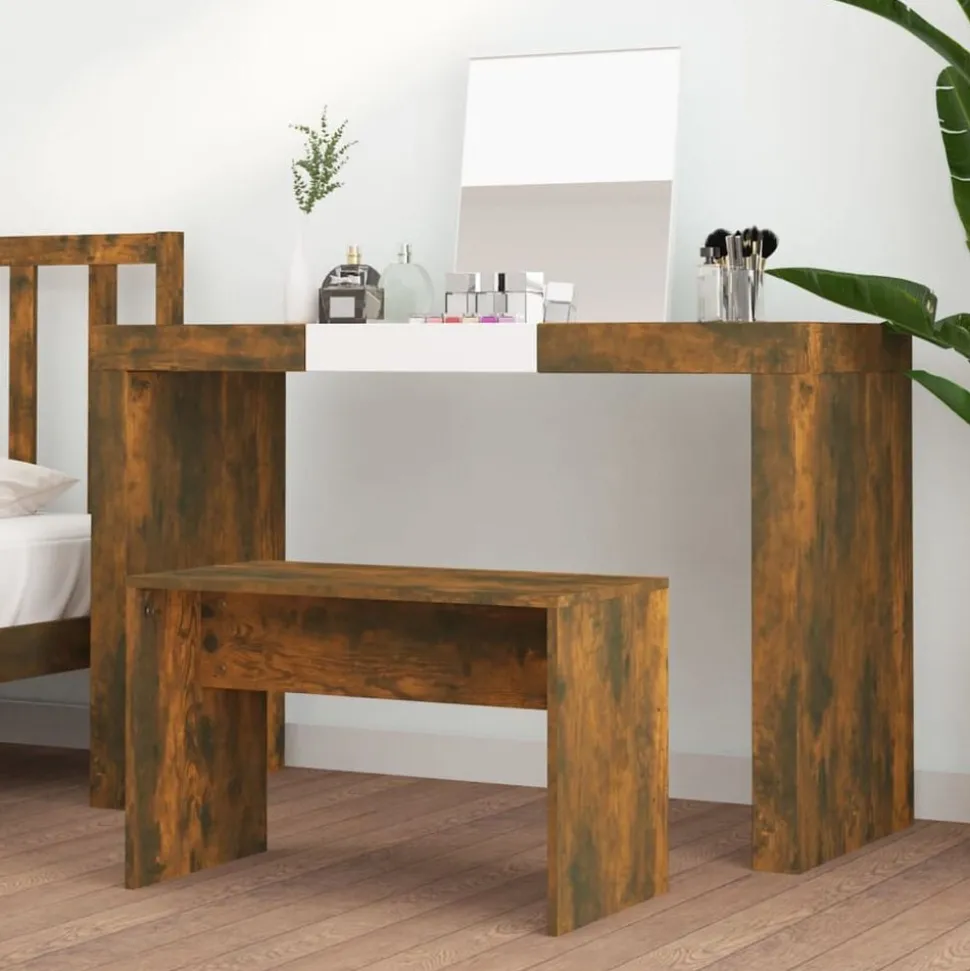 vidaXL Kaptafelkruk 70x35x45 cm bewerkt hout gerookt eikenkleurig
