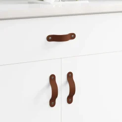 vidaXL Kast Handvatten 2 pcs Bruin 140 x 25 x 2,3 mm PU