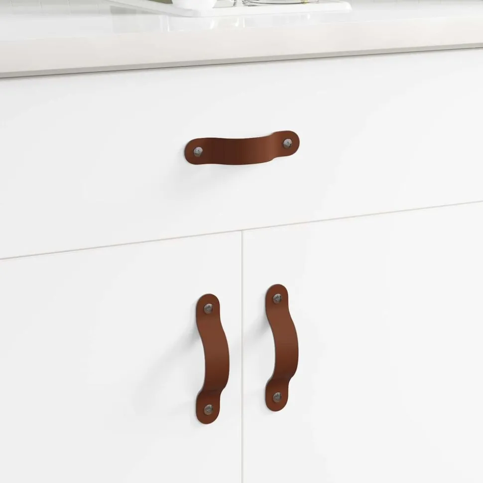vidaXL Kast Handvatten 2 pcs Bruin 140 x 25 x 2,3 mm PU