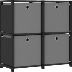 vidaXL Kast met 4 vakken met boxen 69x30x72,5 cm stof zwart