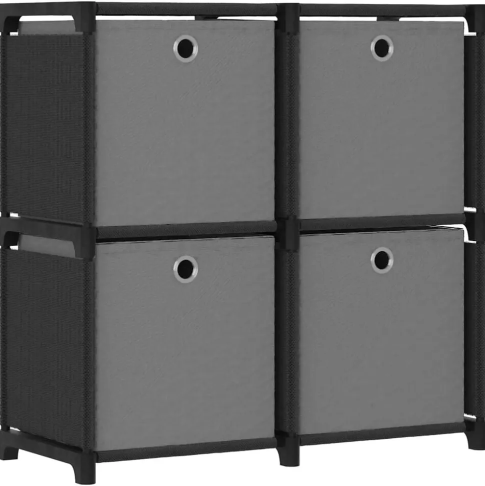 vidaXL Kast met 4 vakken met boxen 69x30x72,5 cm stof zwart