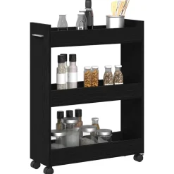 vidaXL Kast met wiel Zwart Eiken 60 x 22 x 79 cm