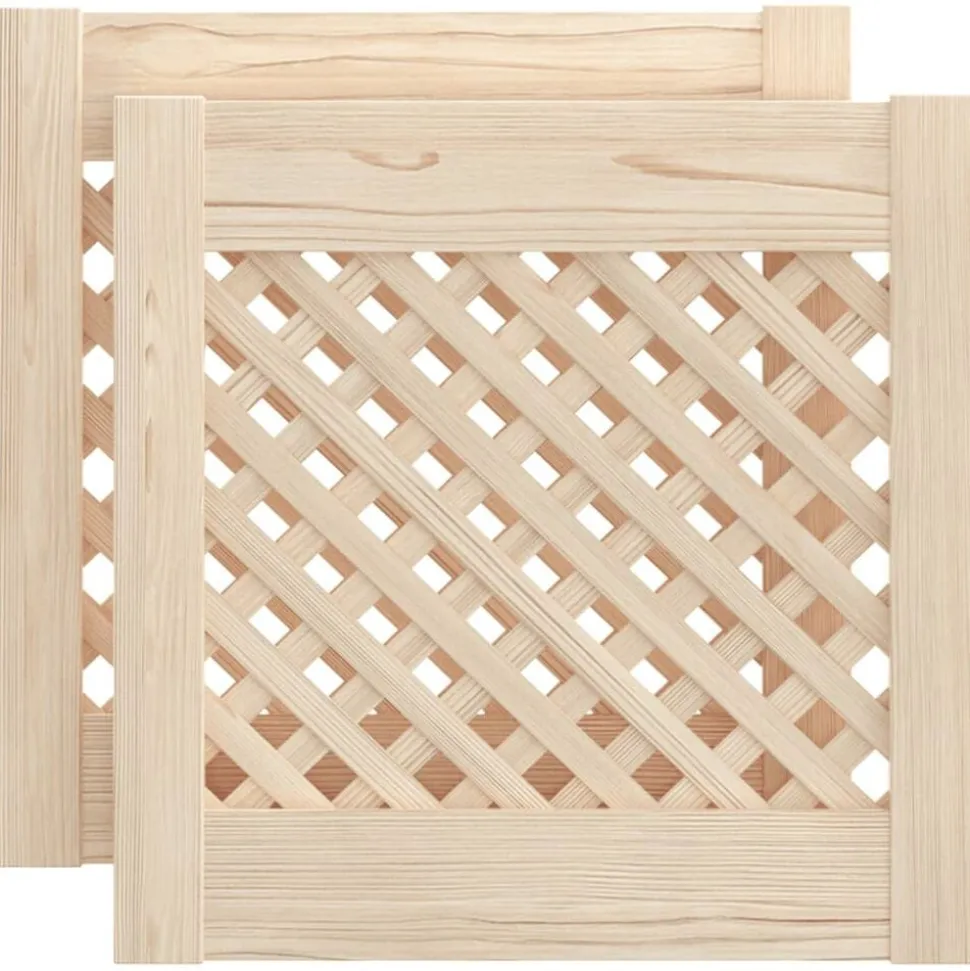 vidaXL Kastdeuren met latwerk 2 st 39,5x39,5 cm massief grenenhout