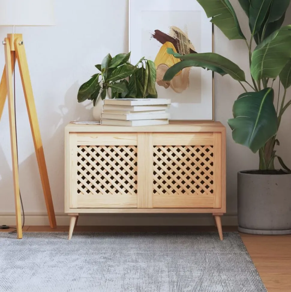 vidaXL Kastdeuren met latwerk 2 st 39,5x39,5 cm massief grenenhout
