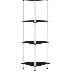 vidaXL Kastje 4-laags 30x30x100 cm gehard glas zwart