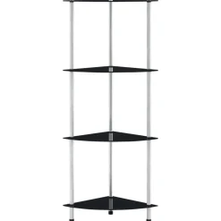 vidaXL Kastje 4-laags 30x30x100 cm gehard glas zwart