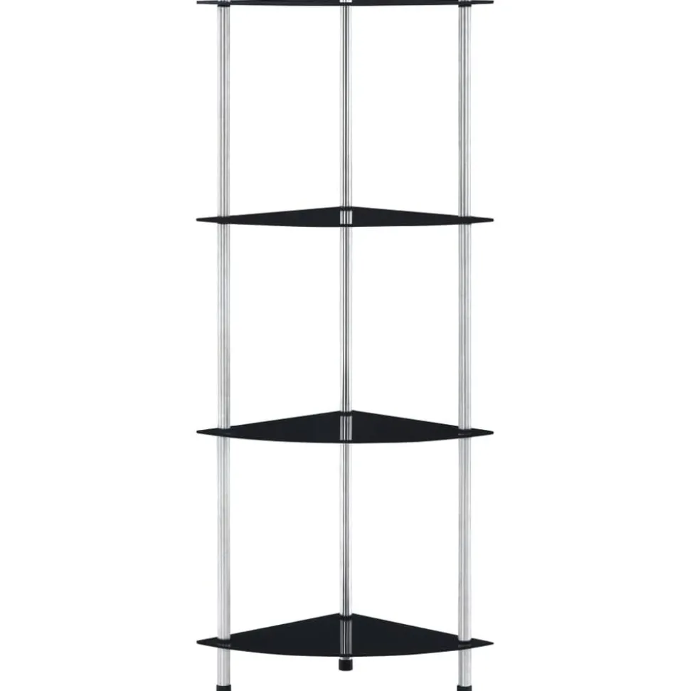 vidaXL Kastje 4-laags 30x30x100 cm gehard glas zwart