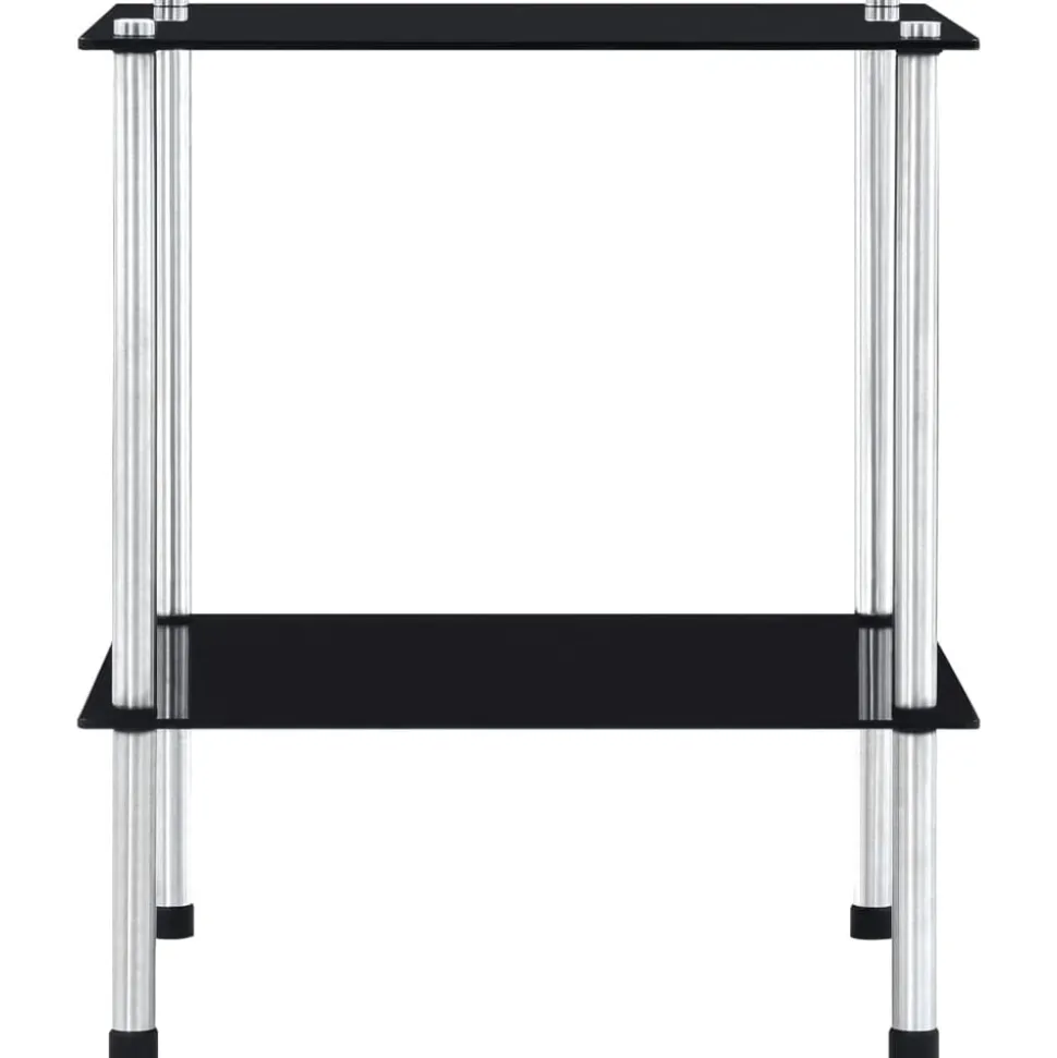 vidaXL Kastje 2-laags 40x40x47 cm gehard glas zwart