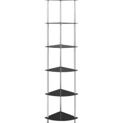 vidaXL Kastje 6-laags 30x30x160 cm gehard glas zwart