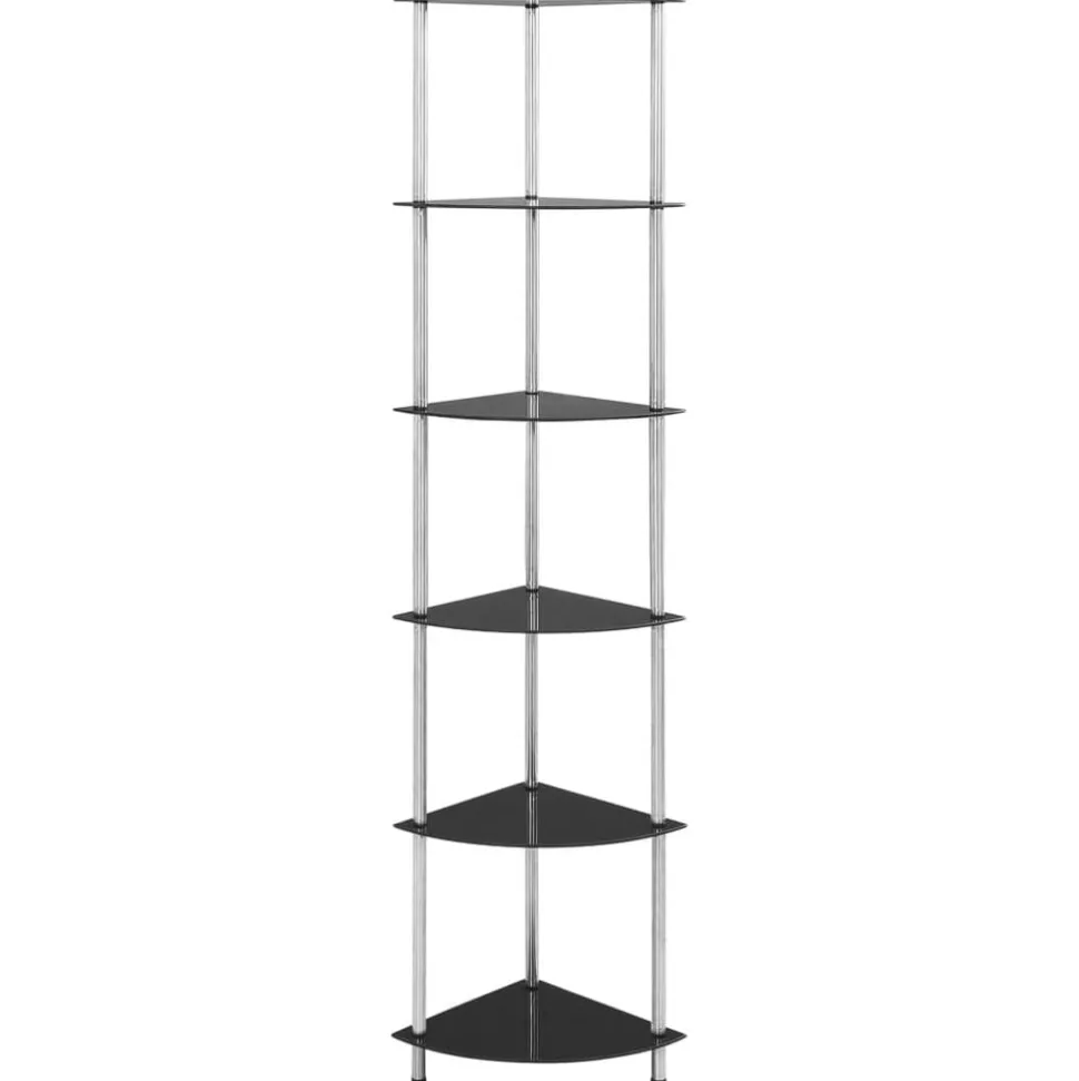 vidaXL Kastje 6-laags 30x30x160 cm gehard glas zwart