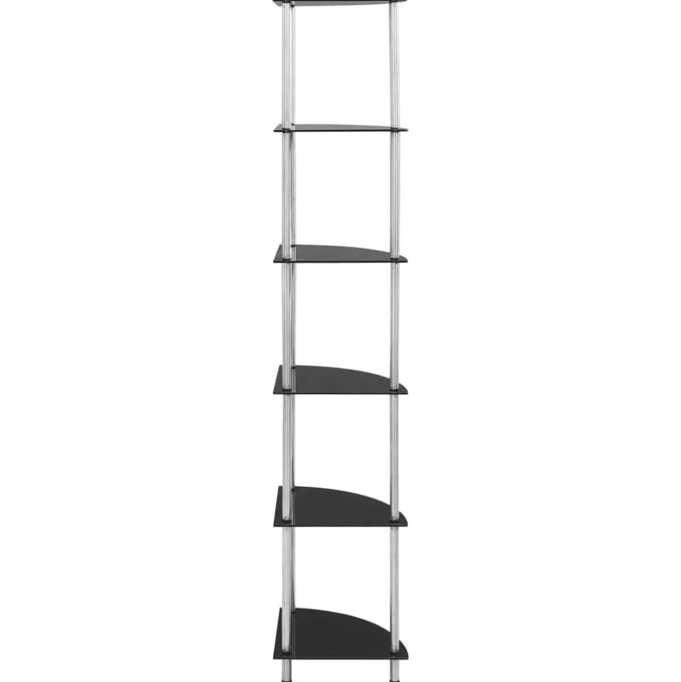 vidaXL Kastje 6-laags 30x30x160 cm gehard glas zwart