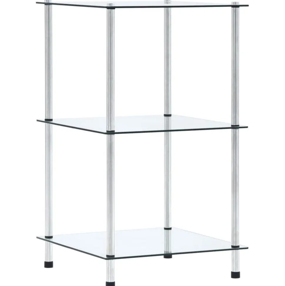 vidaXL Kastje 3-laags 40x40x67 cm gehard glas transparant