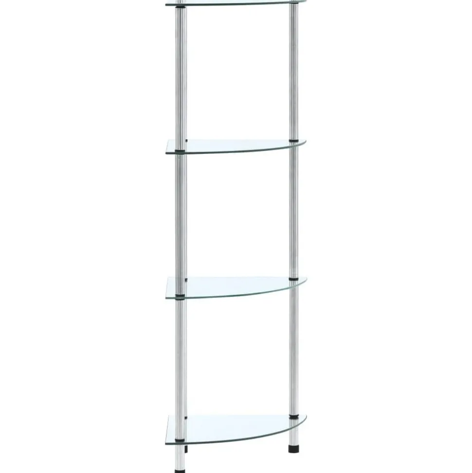 vidaXL Kastje 4-laags 30x30x100 cm gehard glas transparant