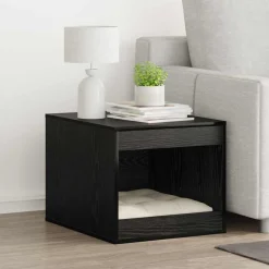 vidaXL Kattenbak Omheining Zwart Eiken 47 x 59 x 42 cm Bewerkt hout