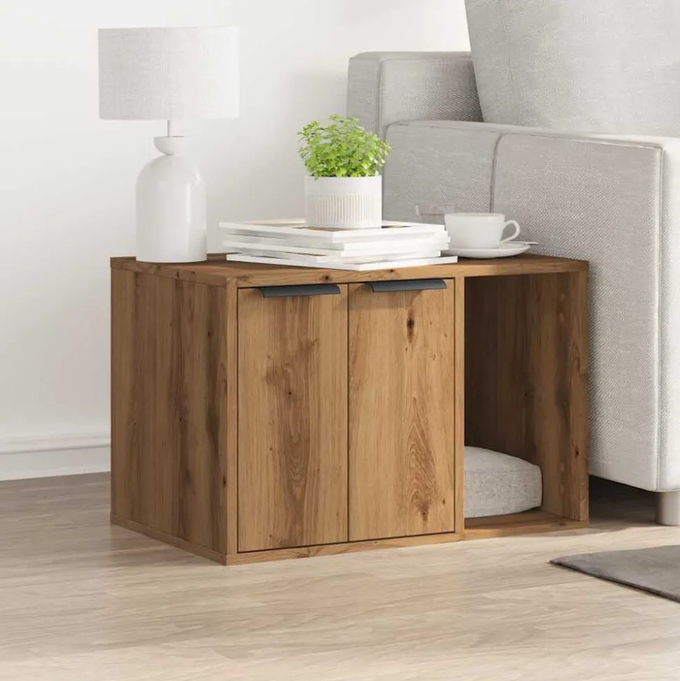 vidaXL Kattenbakkast 60x40x40 cm bewerkt hout artisanaal eikenkleurig