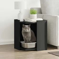 vidaXL Kattenbakkast 42x42x51 cm bewerkt hout zwart