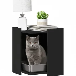 vidaXL Kattenbakkast 42x42x51 cm bewerkt hout zwart