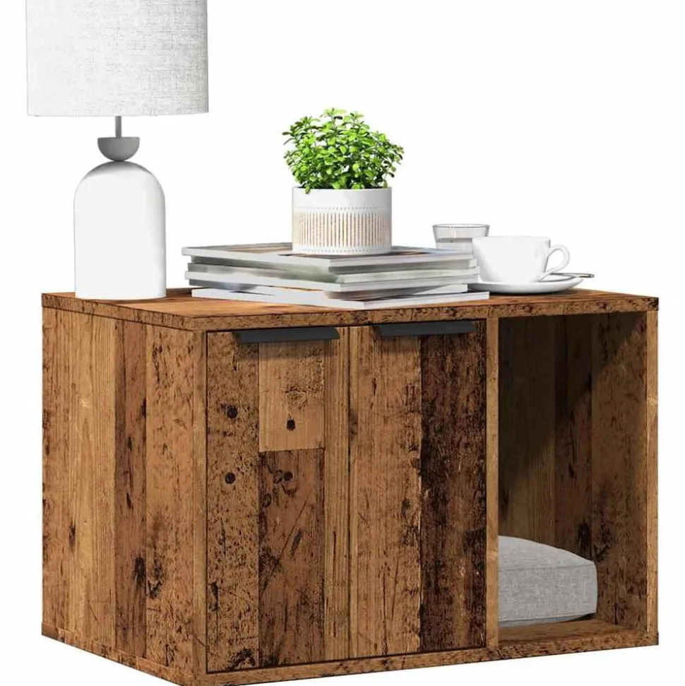vidaXL Kattenbakkast 60x40x40 cm bewerkt hout oud houtkleurig