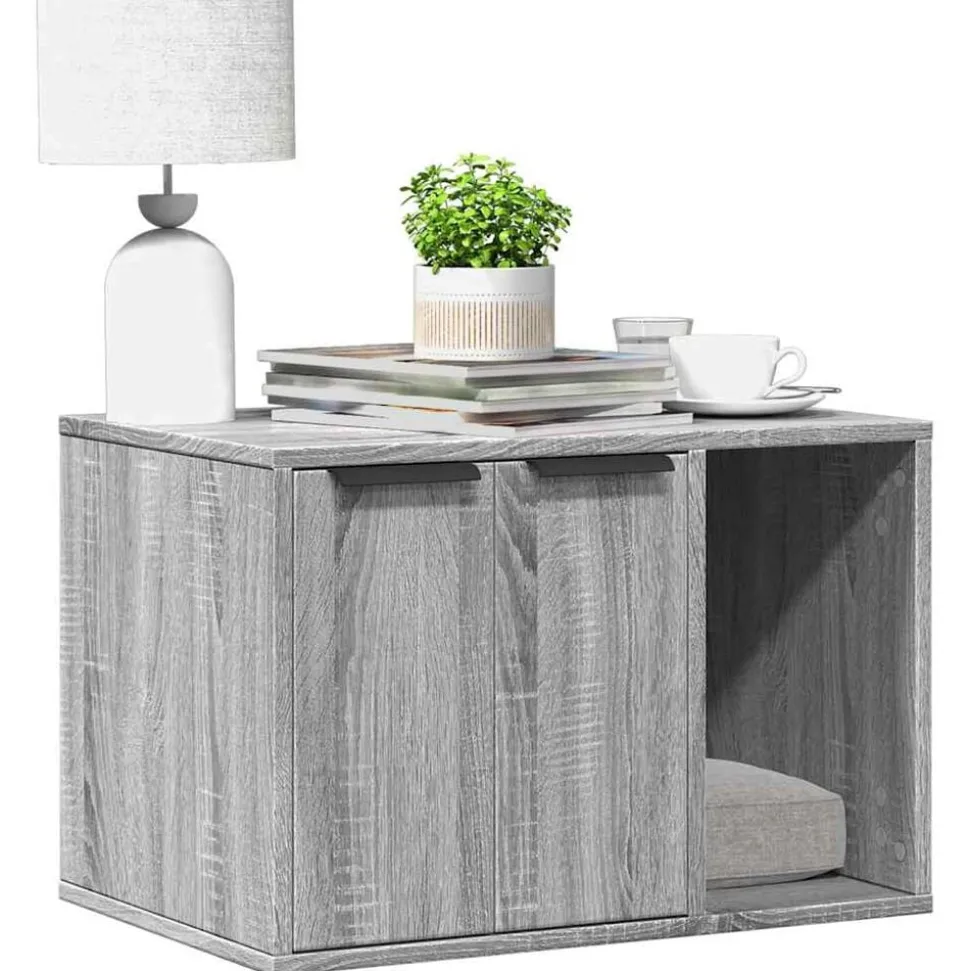 vidaXL Kattenbakkast 60x40x40 cm bewerkt hout grijs sonoma eikenkleur