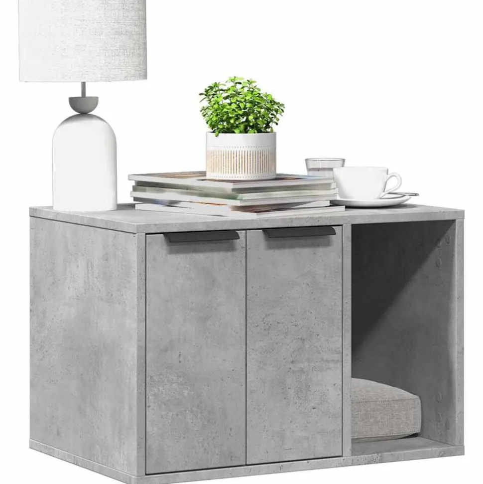vidaXL Kattenbakkast 60x40x40 cm bewerkt hout betongrijs