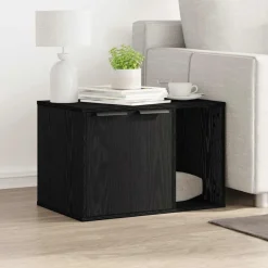 vidaXL Kattenbakomheining zwart eiken 60x40x40 cm bewerkt hout