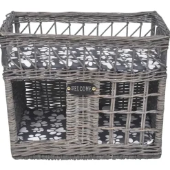 vidaXL Kattenbed/huis/krabpaal met kussen vierkant wilgen