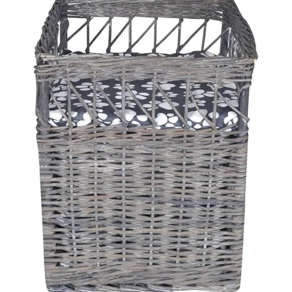 vidaXL Kattenbed/huis/krabpaal met kussen vierkant wilgen