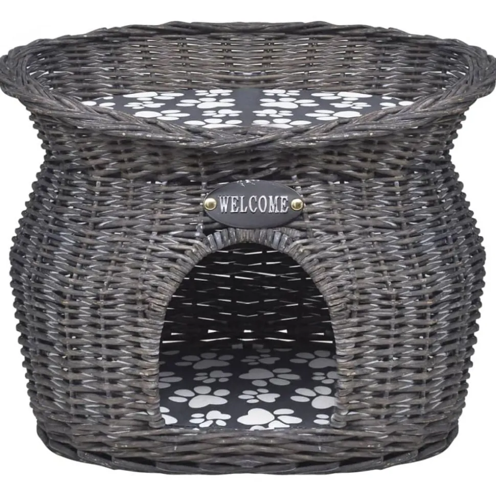 vidaXL Kattenbed/huis/krabpaal met kussen wilgen