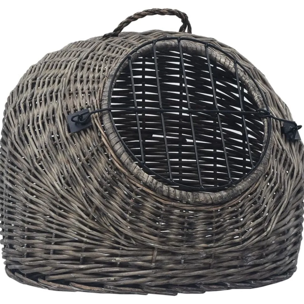 vidaXL Kattendrager 45x35x35 cm natuurlijk wilgenhout grijs
