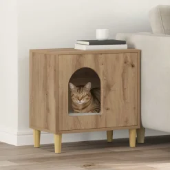 vidaXL Kattenhuis Ambachtelijk eiken 51 x 30 x 52 cm Bewerkt hout
