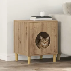 vidaXL Kattenhuis Ambachtelijk eiken 42,5 x 40 x 53 cm Bewerkt hout