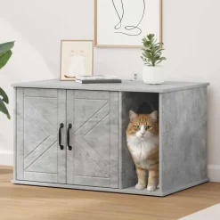 vidaXL Kattenhuis Beton 85 x 55 x 50 cm Bewerkt hout