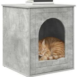 vidaXL Kattenhuis Beton 53 x 52 x 62 cm Bewerkt hout