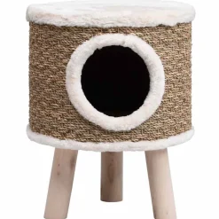 vidaXL Kattenhuis met houten poten 41 cm zeegras