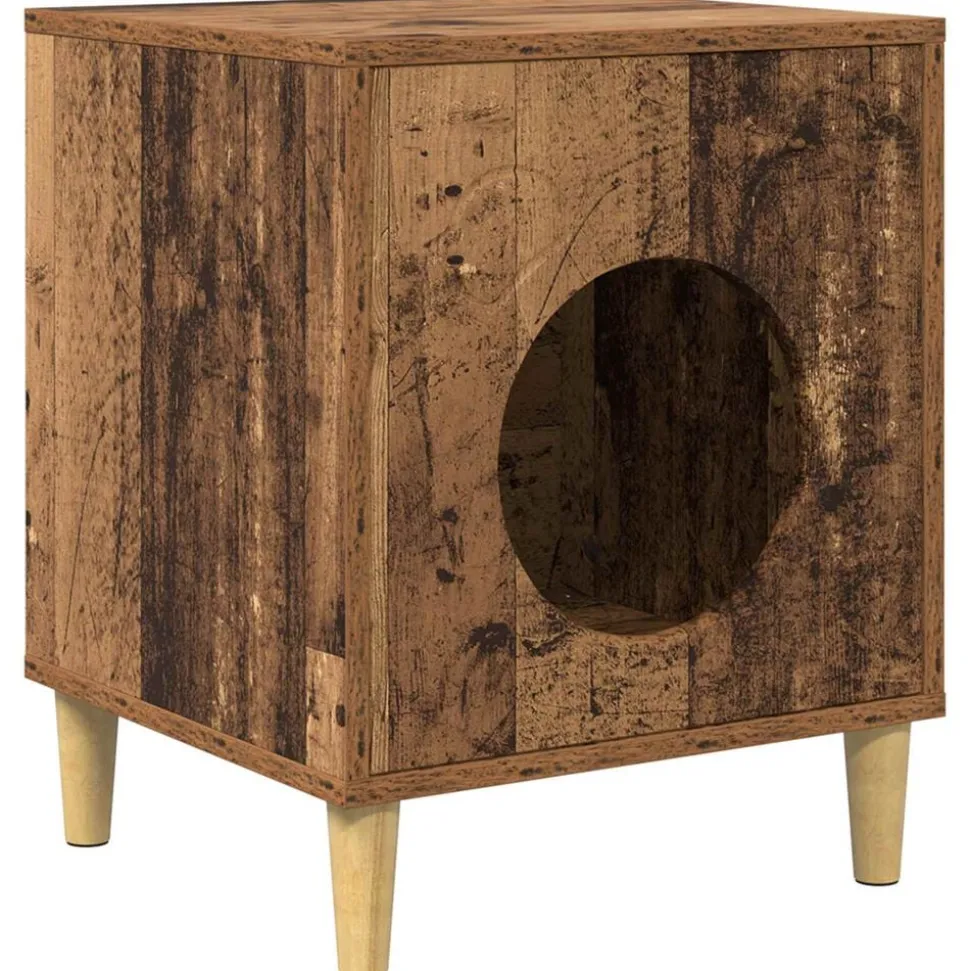 vidaXL Kattenhuis Oudhout 42,5 x 40 x 53 cm Bewerkt hout